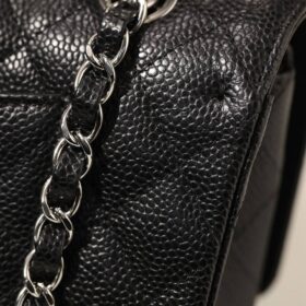 Classic Genarbtes Leder Schwarz Silber 23 cm