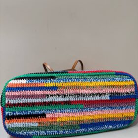 Gehäkelte Tragetasche Mehrfarbig 34cm