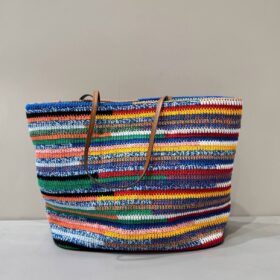 Gehäkelte Tragetasche Mehrfarbig 34cm