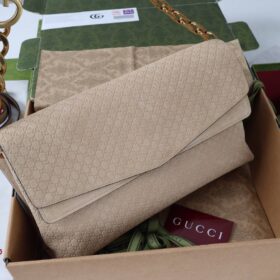 Große Schultertasche Wildleder Beige 36cm