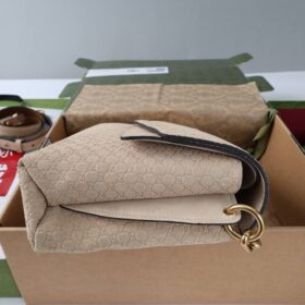 Große Schultertasche Wildleder Beige 36cm