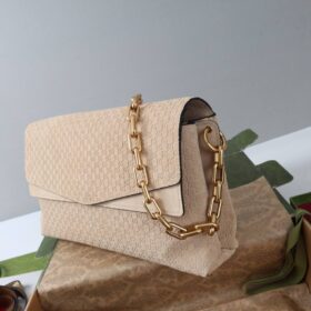 Große Schultertasche Wildleder Beige 36cm