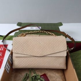 Große Schultertasche Wildleder Beige 36cm