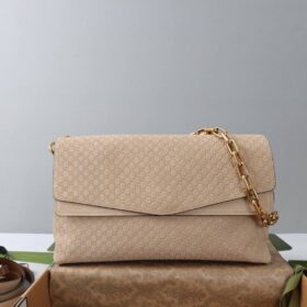 Große Schultertasche Wildleder Beige 36cm