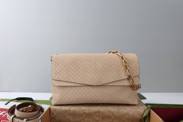 Große Schultertasche Wildleder Beige 36cm