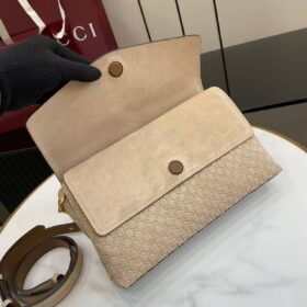 Mittlere Schultertasche Wildleder Beige 28cm