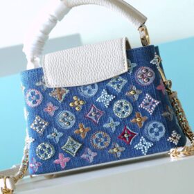 Capucines Monogram Denimblau/Gold 21 cm