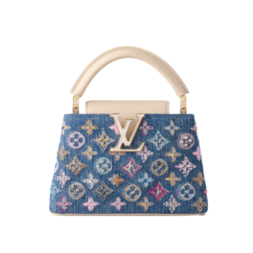 Capucines Monogram Denimblau/Gold 21 cm