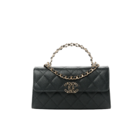 Caviar Quilted Chain Schwarz 18 cm