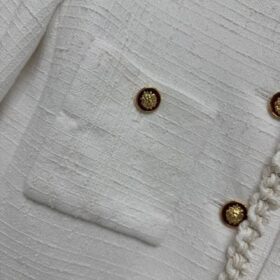 Weiße Kurze Tweedjacke