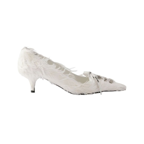 Feather-Embellished Weiß 5.5 cm