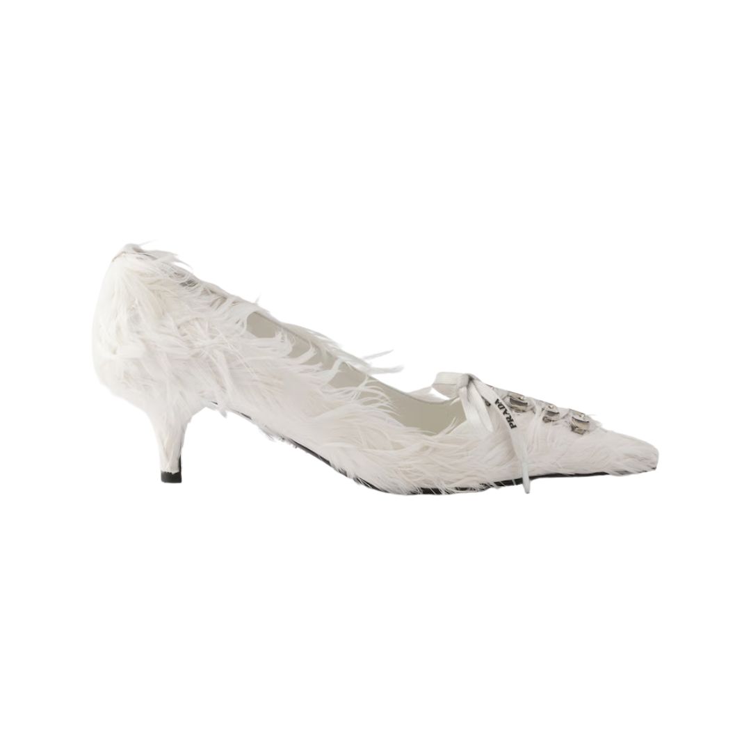 Feather-Embellished Weiß 5.5 cm