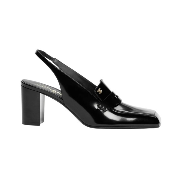 Shiny Calfskin Schwarz 7 cm