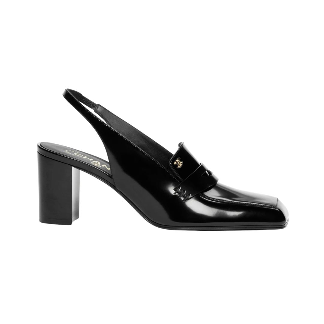 Shiny Calfskin Schwarz 7 cm