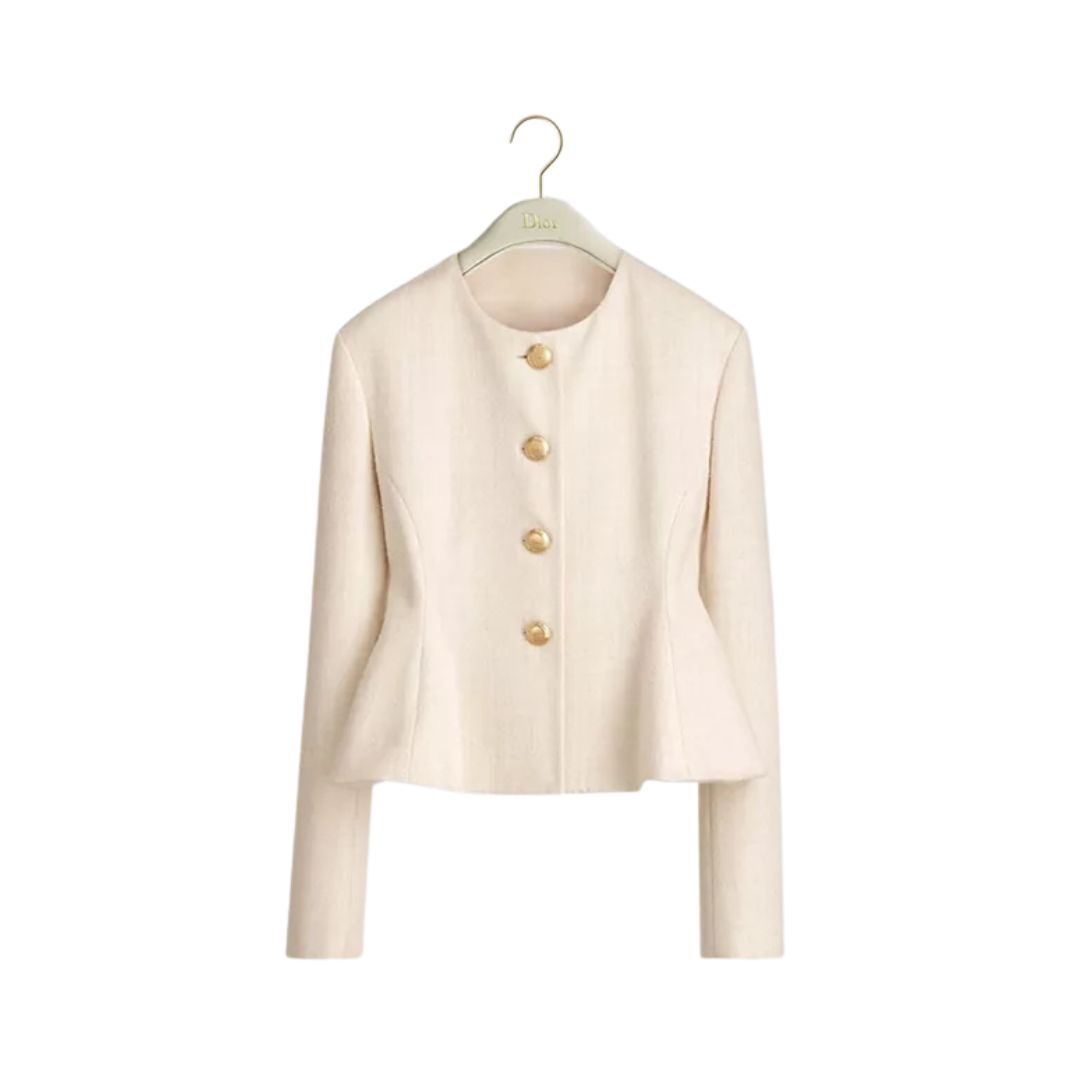 Wool-Blend Boucle Knit Beige