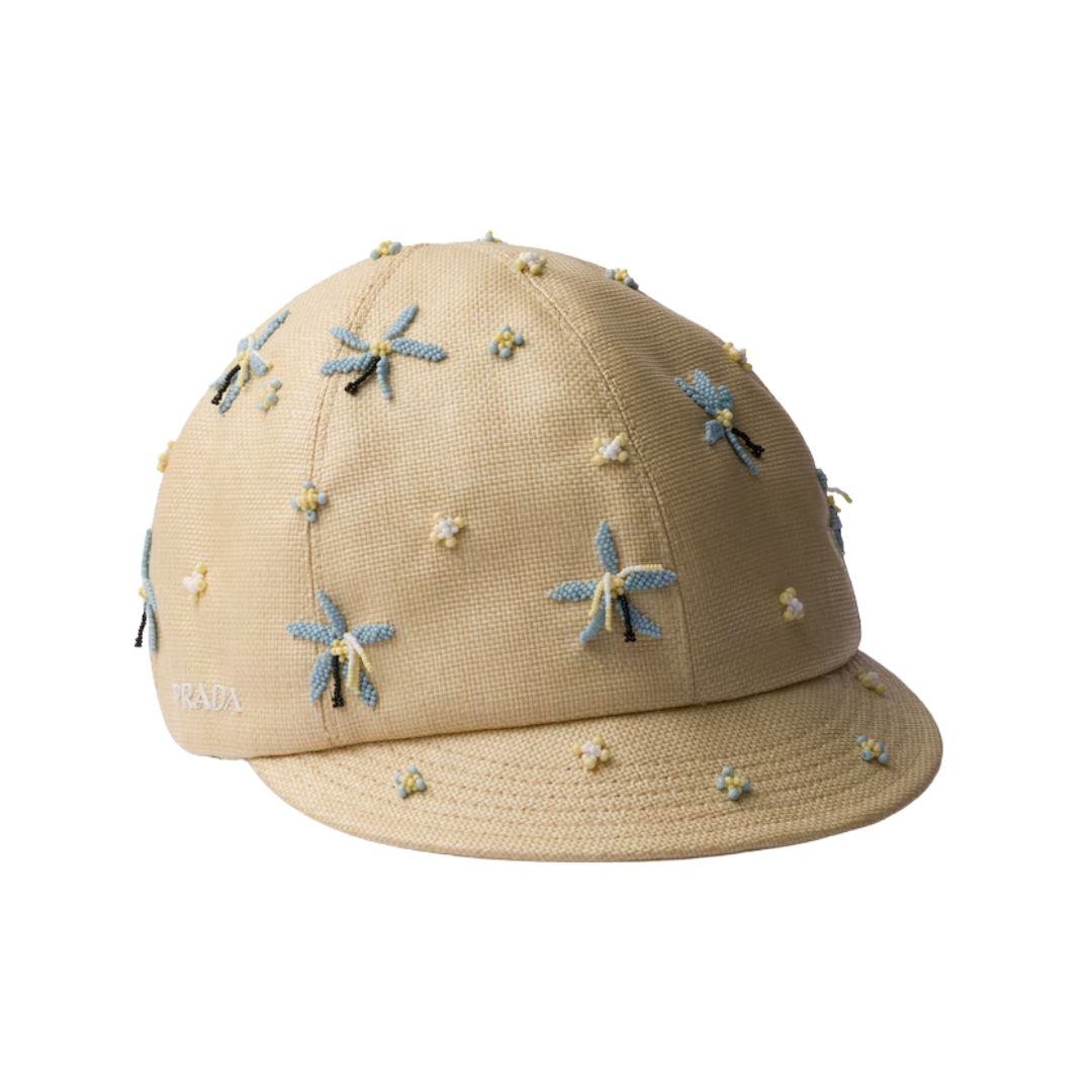 Embroidered Beige/Hellblau