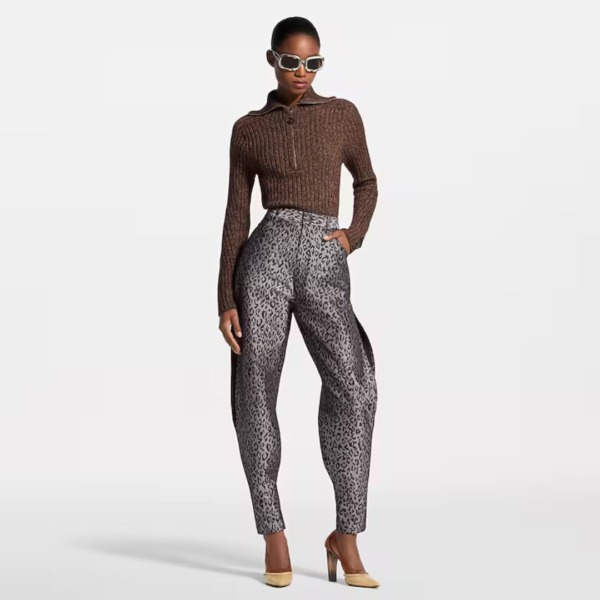 Ribbed Knit Half-Zip Marron