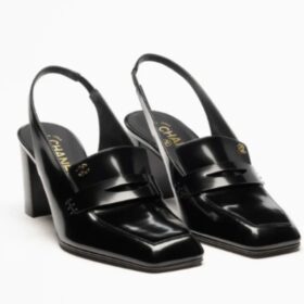 Shiny Calfskin Schwarz 7 cm