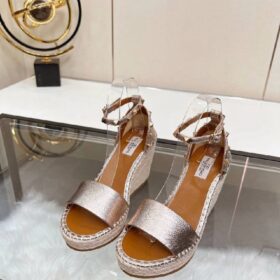 Rockstud Keil-Espadrille mit Knöchelriemen 10 cm
