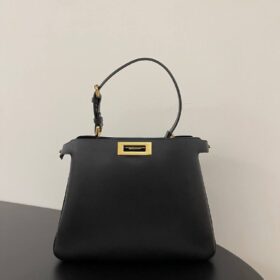 Tasche Aus Schwarzem Leder 33 cm