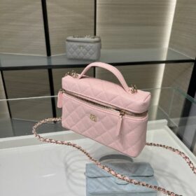 Caviar Gesteppte Slim Vanity mit Kettentragegriff / Hellrosa 19.5 cm