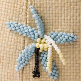 Embroidered Beige/Hellblau