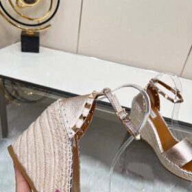 Rockstud Keil-Espadrille mit Knöchelriemen 10 cm