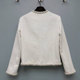 Weiße Kurze Tweedjacke