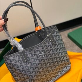 Grau Chevron-Muster Beschichtetes Canvas Wendetasche 19.5 cm