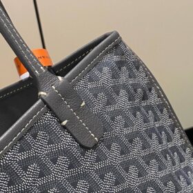 Grau Chevron-Muster Beschichtetes Canvas Wendetasche 19.5 cm