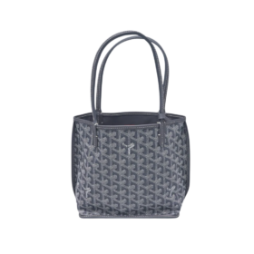 Grau Chevron-Muster Beschichtetes Canvas Wendetasche 19.5 cm
