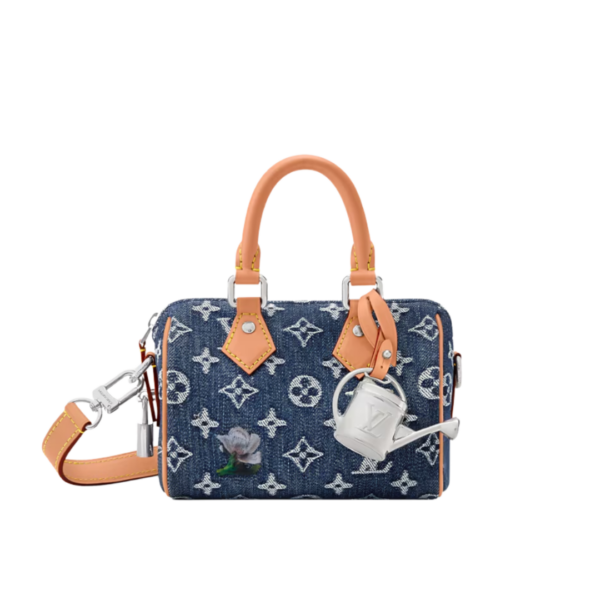 Speedy Monogram Flowers Denim18 cm