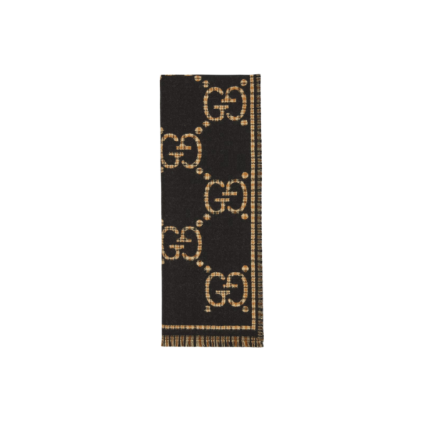 Karomuster-Wollschal schwarz und beige