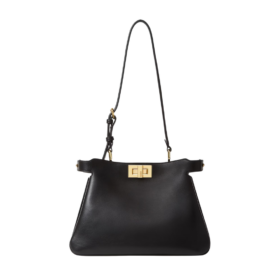 Tasche Aus Schwarzem Leder 33 cm