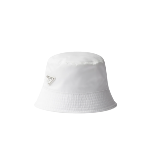 Nylon-Bucket-Hut in Weiß/Silber