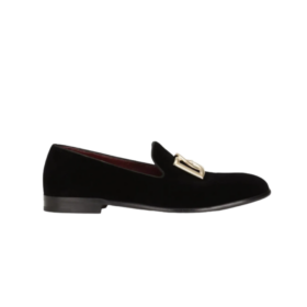 Velvet slippers with DG logo Schwarz