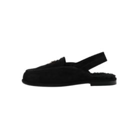 CC Slingback-Loafer aus Wildleder-Kalbsleder Schwarz