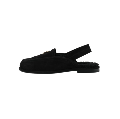 CC Slingback-Loafer aus Wildleder-Kalbsleder Schwarz