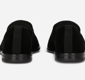 Velvet slippers with DG logo Schwarz