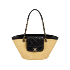 Geflochtenes Stroh Beige/Schwarz 54cm