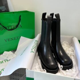 Leder Lug Boots Schwarz