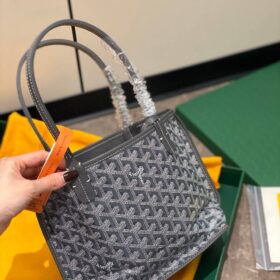 Grau Chevron-Muster Beschichtetes Canvas Wendetasche 19.5 cm