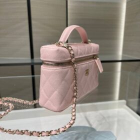 Caviar Gesteppte Slim Vanity mit Kettentragegriff / Hellrosa 19.5 cm