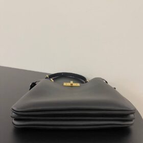 Tasche Aus Schwarzem Leder 33 cm