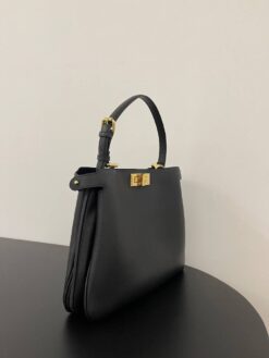 Tasche Aus Schwarzem Leder 33 cm