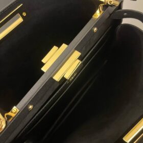 Tasche Aus Schwarzem Leder 33 cm