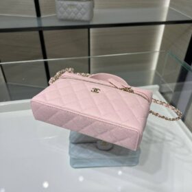 Caviar Gesteppte Slim Vanity mit Kettentragegriff / Hellrosa 19.5 cm