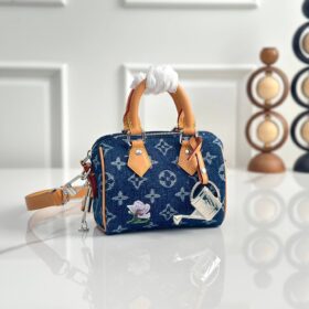 Speedy Monogram Flowers Denim18 cm
