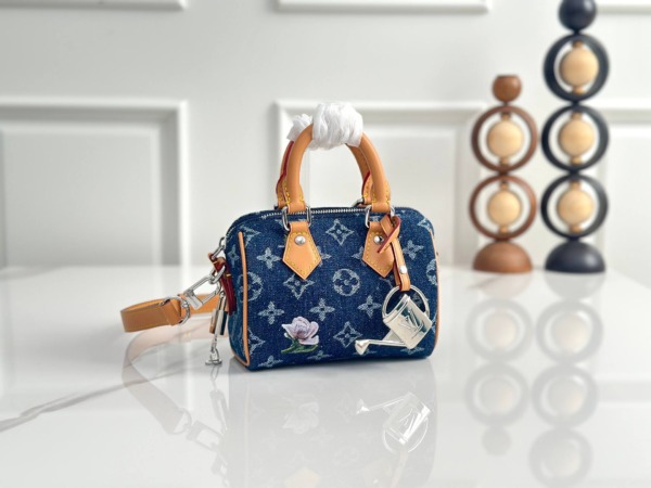 Speedy Monogram Flowers Denim18 cm