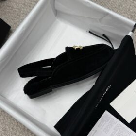 CC Slingback-Loafer aus Wildleder-Kalbsleder Schwarz